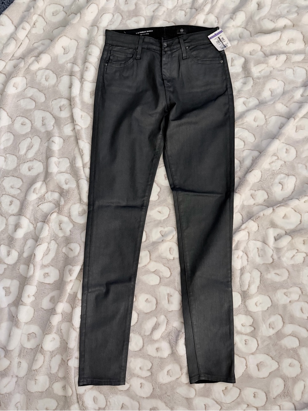 Ag Adriano Goldschmied Black Coated Skinny Jeans H32